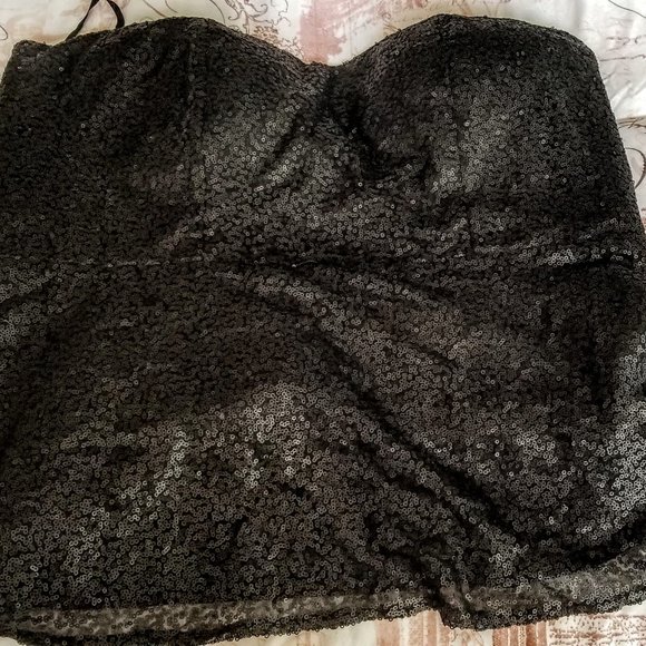 Torrid Black Seaquin Peplum Bustier Top Size 2 - Picture 1 of 15